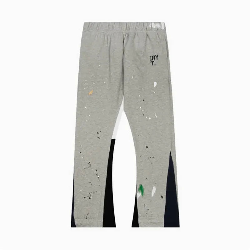 Men'S Designer Spring Graffiti-Print Sports Trousers: Letter-Print, Colour-Blocked, Drawstring, Splash-Paint Street Style