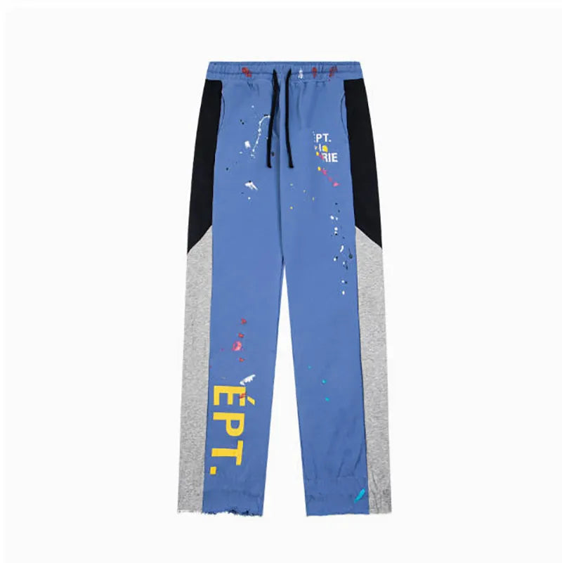 Men'S Designer Spring Graffiti-Print Sports Trousers: Letter-Print, Colour-Blocked, Drawstring, Splash-Paint Street Style