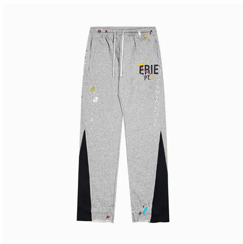Men'S Designer Spring Graffiti-Print Sports Trousers: Letter-Print, Colour-Blocked, Drawstring, Splash-Paint Street Style