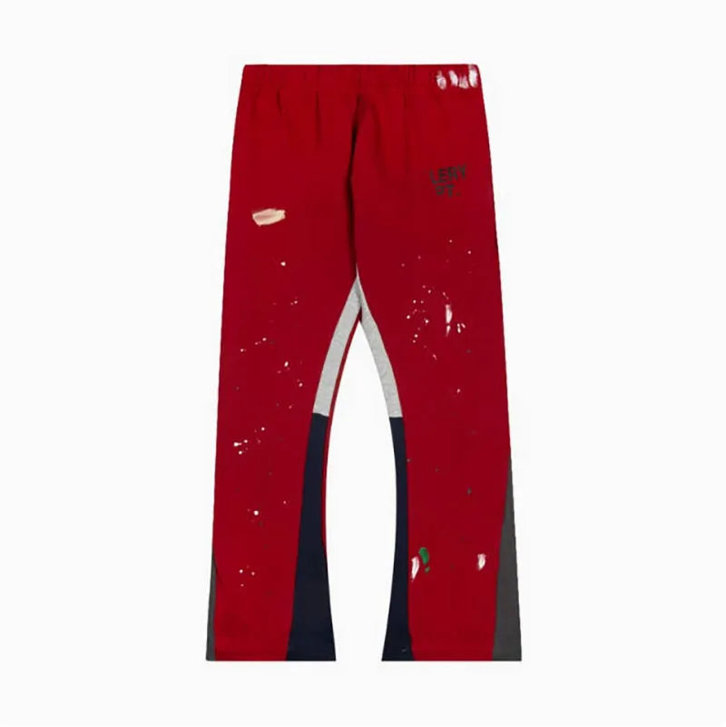 Men'S Designer Spring Graffiti-Print Sports Trousers: Letter-Print, Colour-Blocked, Drawstring, Splash-Paint Street Style