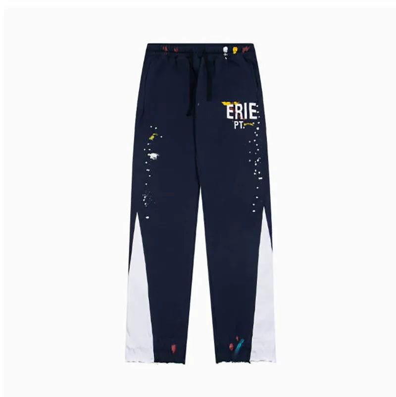 Men'S Designer Spring Graffiti-Print Sports Trousers: Letter-Print, Colour-Blocked, Drawstring, Splash-Paint Street Style
