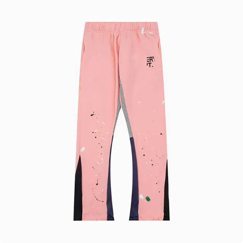Men'S Designer Spring Graffiti-Print Sports Trousers: Letter-Print, Colour-Blocked, Drawstring, Splash-Paint Street Style