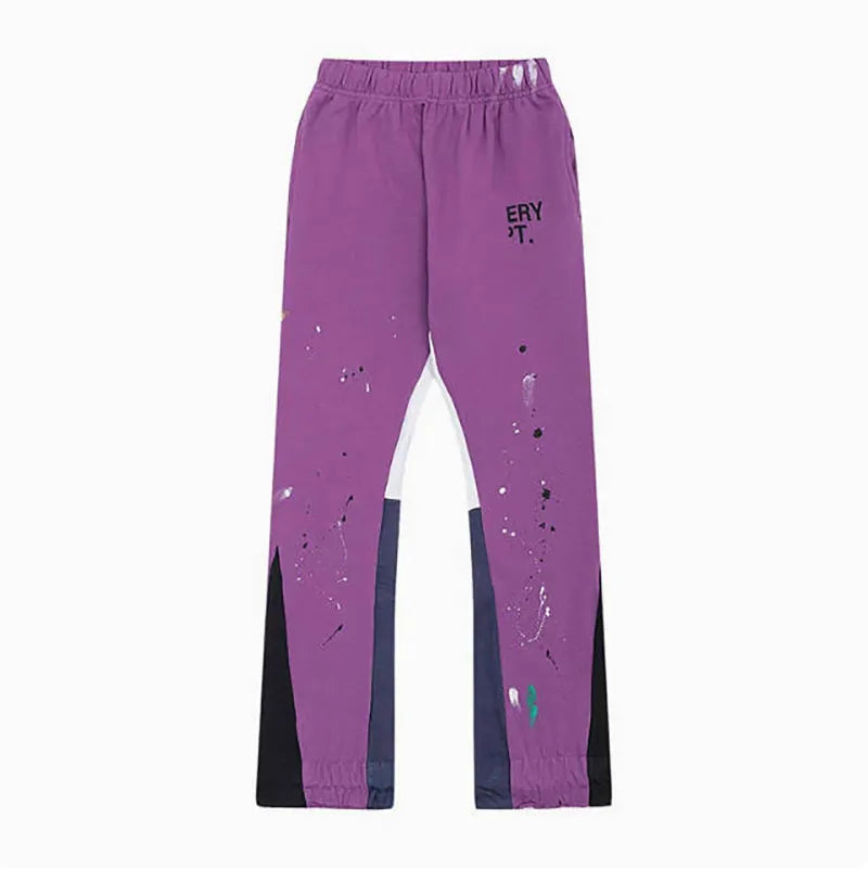 Men'S Designer Spring Graffiti-Print Sports Trousers: Letter-Print, Colour-Blocked, Drawstring, Splash-Paint Street Style