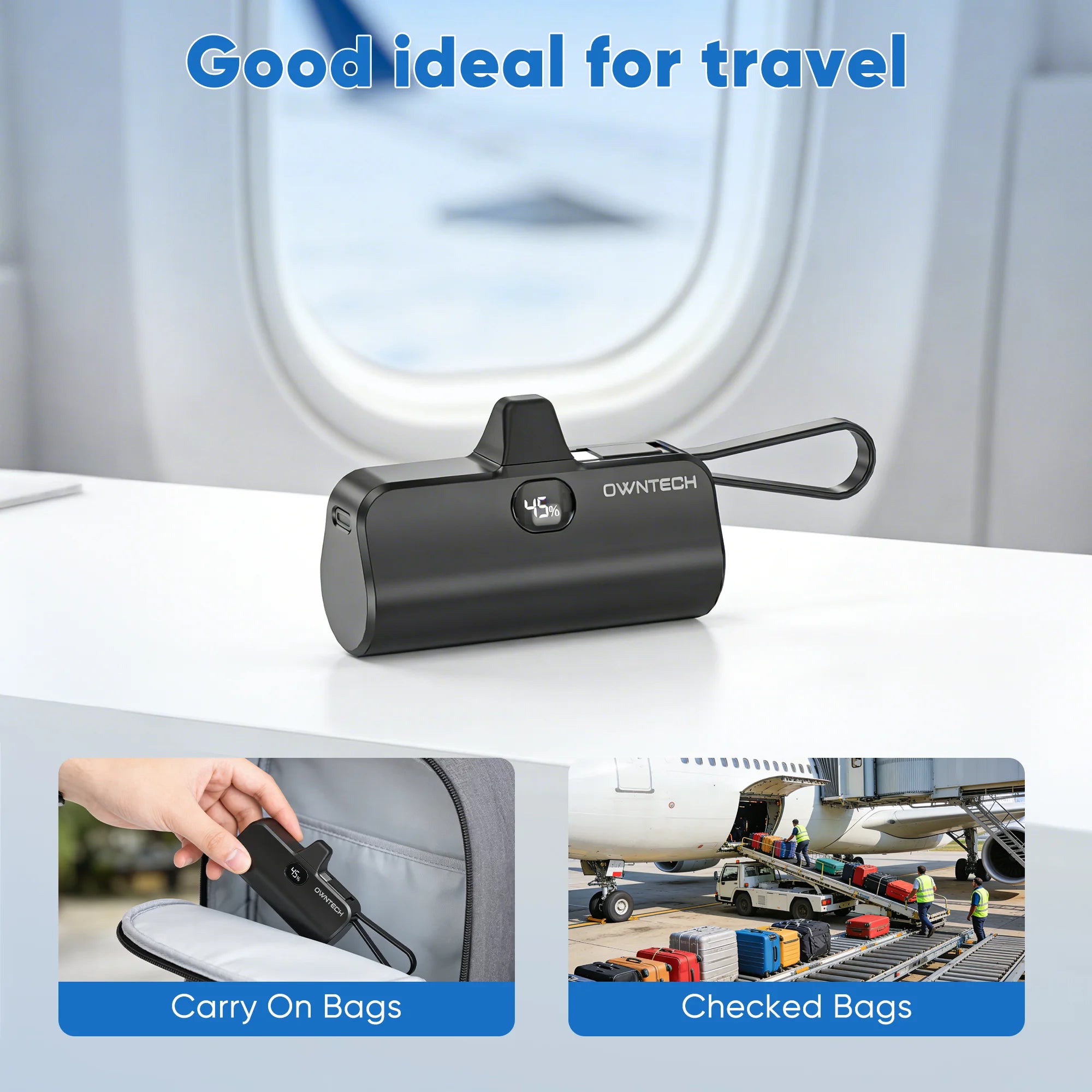 Cargador Portátil Banco De Energía Para Iphone Android Con Pantalla LED 5000Mah Mini Cargador Rápido Paquete De Batería Compatible Con Iphone 15/14/13/12