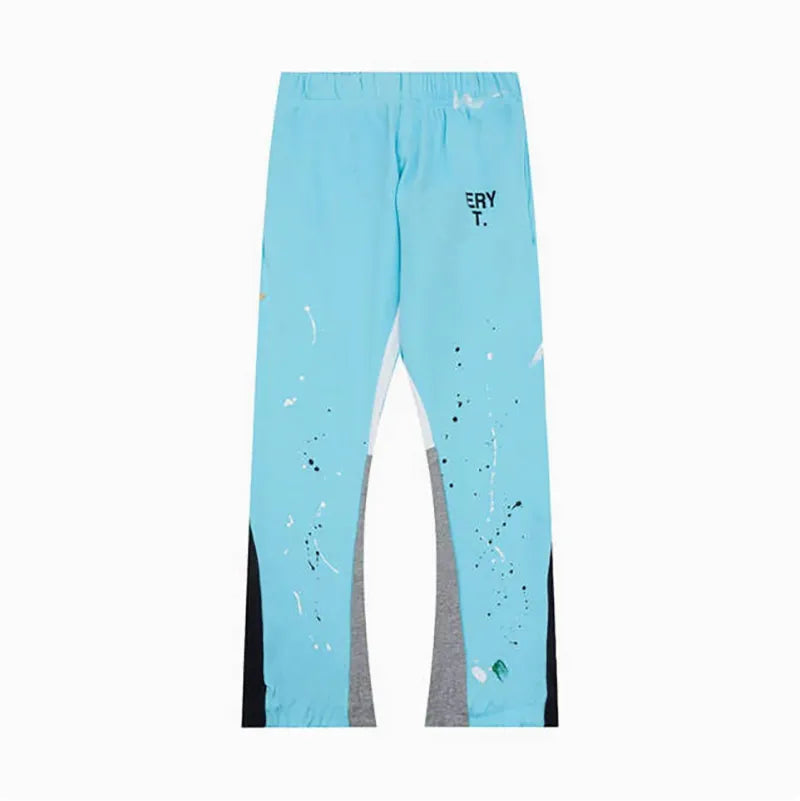 Men'S Designer Spring Graffiti-Print Sports Trousers: Letter-Print, Colour-Blocked, Drawstring, Splash-Paint Street Style