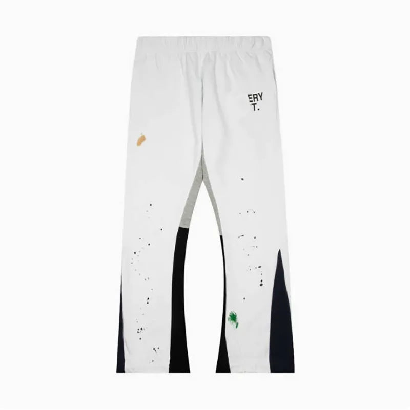 Men'S Designer Spring Graffiti-Print Sports Trousers: Letter-Print, Colour-Blocked, Drawstring, Splash-Paint Street Style