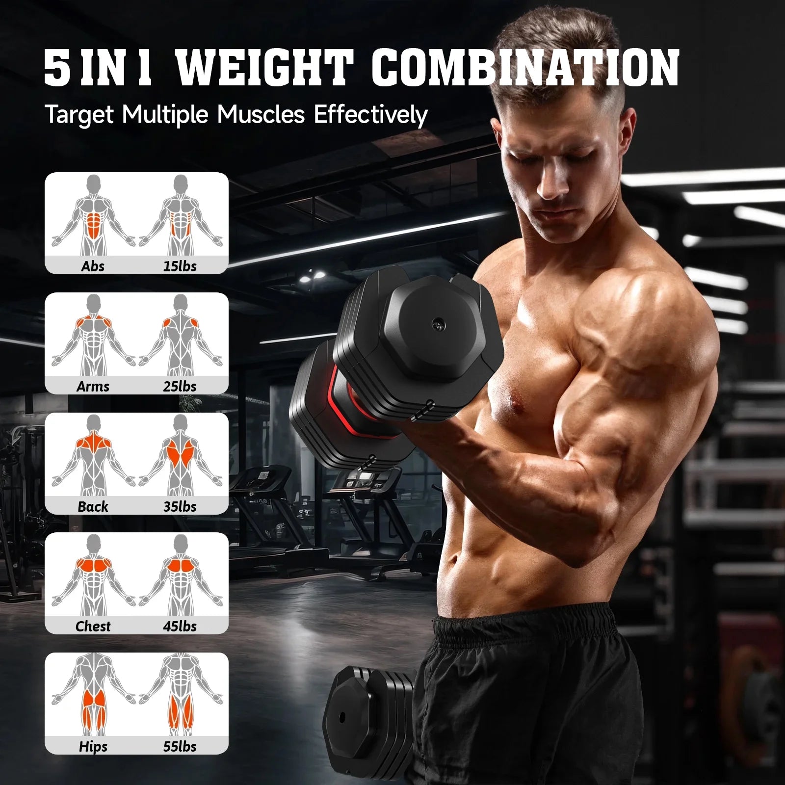 110LB Adjustable Dumbbells with High Quality Tray 15Lb to 55Lb Adjustable Dumbbell for Home Gym Exercise Equipment, ‌‌Christmas Gift