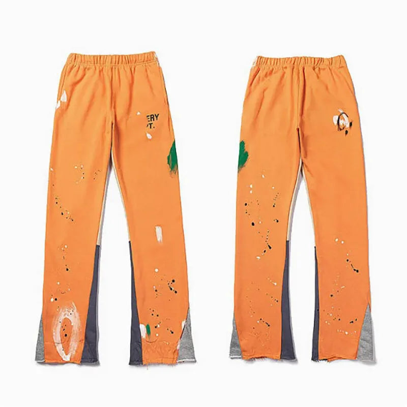 Men'S Designer Spring Graffiti-Print Sports Trousers: Letter-Print, Colour-Blocked, Drawstring, Splash-Paint Street Style
