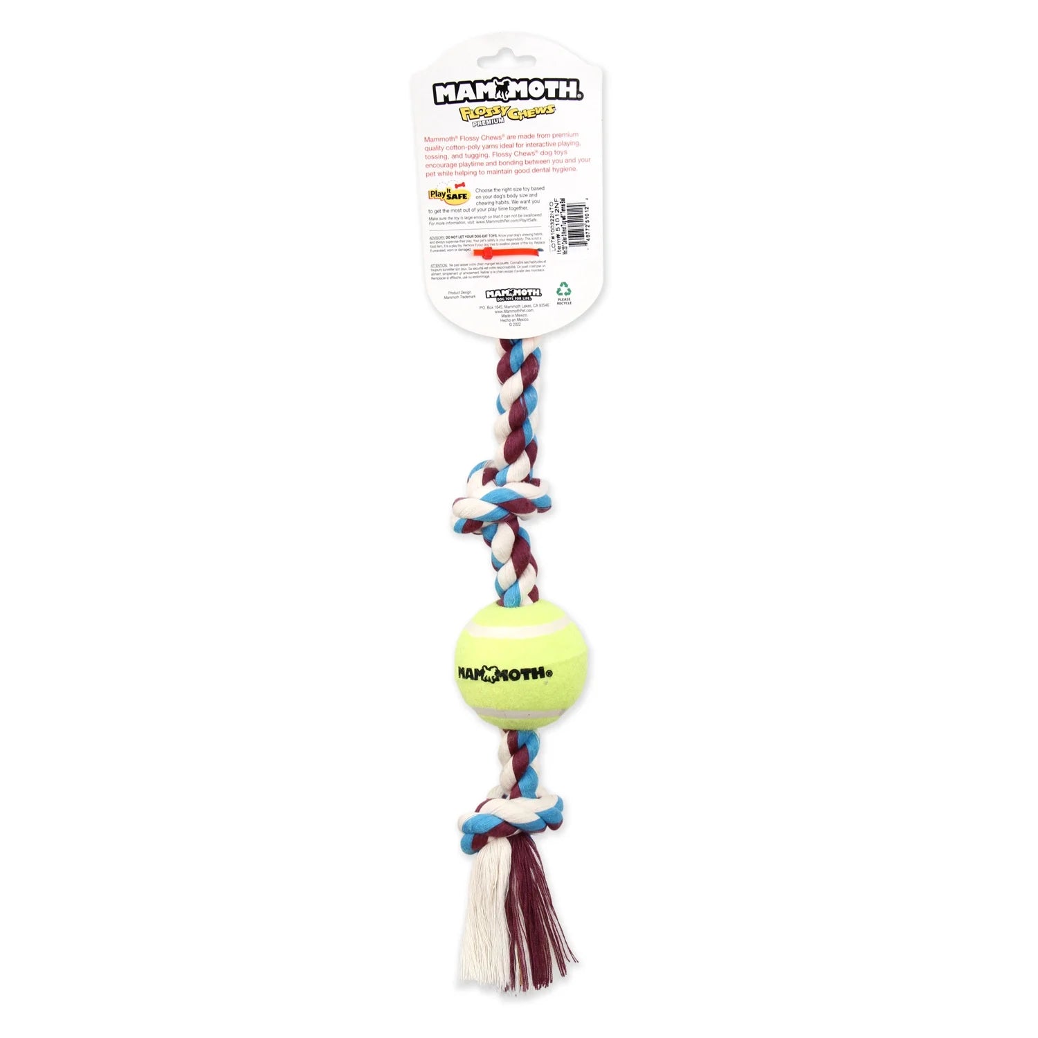 Flossy Chews Extra Large 36 Inch 5 Knot Cottonblend Tug Rope Dog Toy, Durable Rope Chew Toy for Large Dogs over 80 Lbs, Assorted Colors