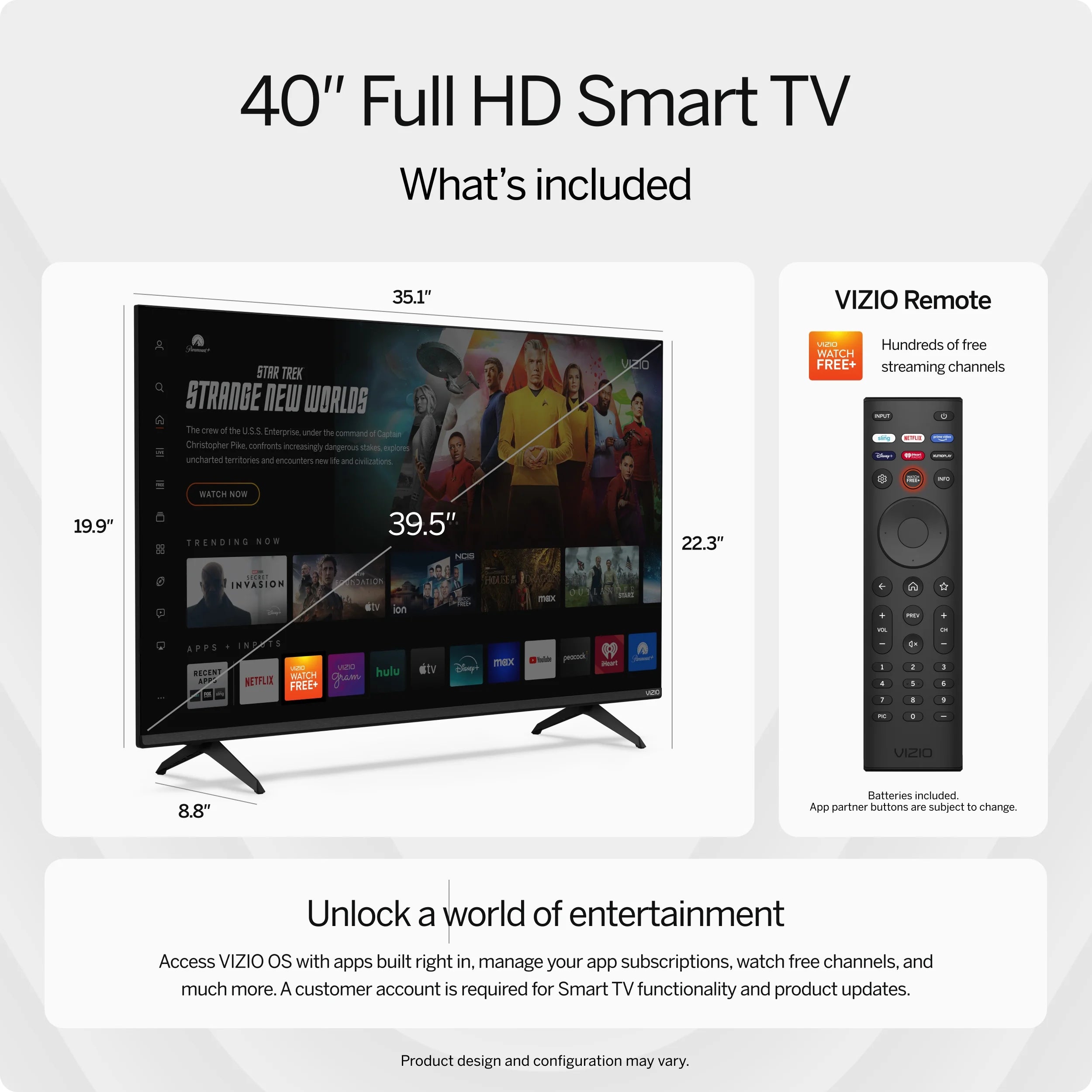 40" Class Full HD 1080P LED Smart TV (VFD40M-08)