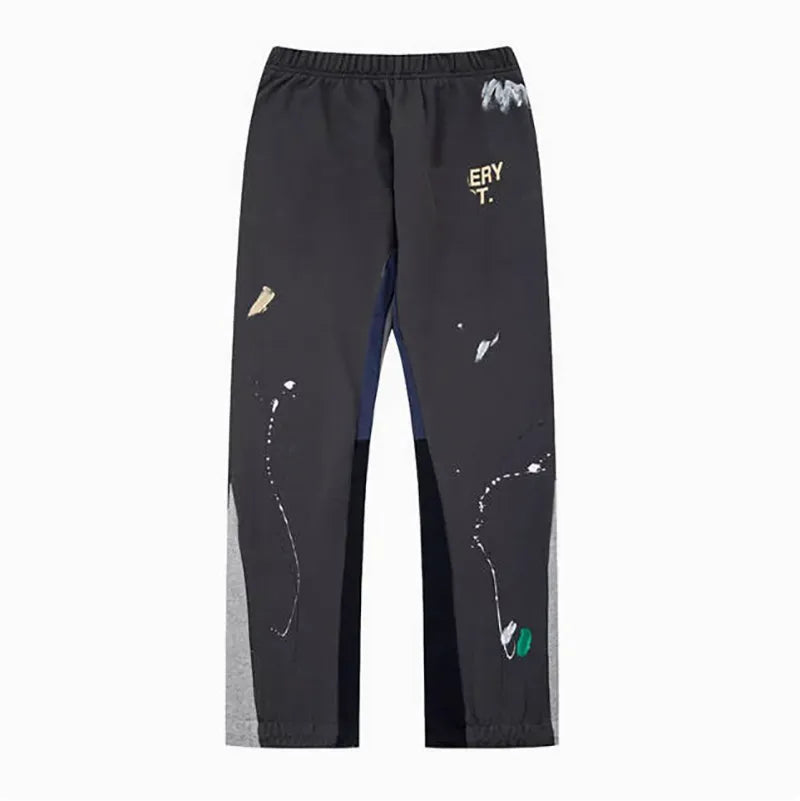 Men'S Designer Spring Graffiti-Print Sports Trousers: Letter-Print, Colour-Blocked, Drawstring, Splash-Paint Street Style